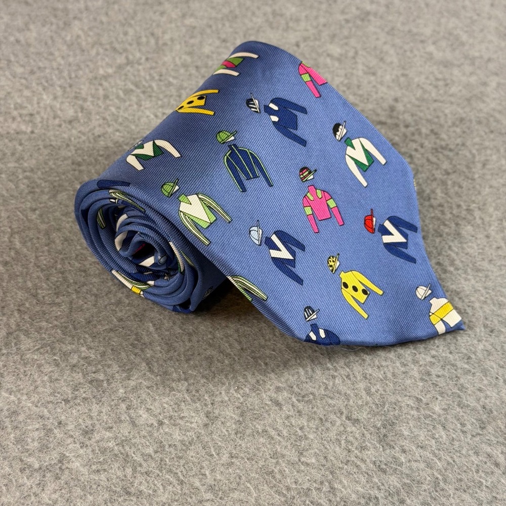 Vintage Vodafone Derby Epsom Horse Racing Jockey Silks Tie Blue 56x3.75 NOTE